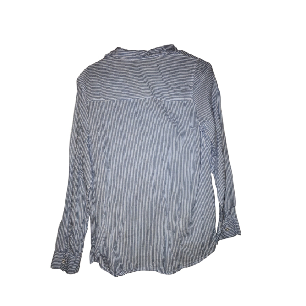 H&M Divided Striped Button-Up Shirt - Blue & White, Size Medium - Picture 2 of 4